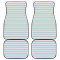 Pink And Teal Striped Pattern Print Front and Back Car Floor Mats