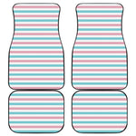 Pink And Teal Striped Pattern Print Front and Back Car Floor Mats