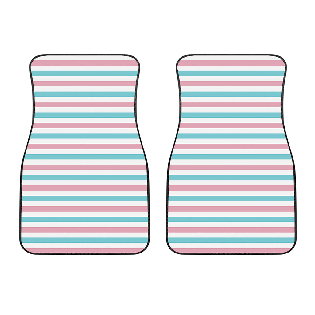 Pink And Teal Striped Pattern Print Front Car Floor Mats