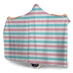 Pink And Teal Striped Pattern Print Hooded Blanket