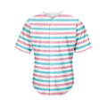 Pink And Teal Striped Pattern Print Men's Baseball Jersey