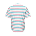 Pink And Teal Striped Pattern Print Men's Baseball Jersey