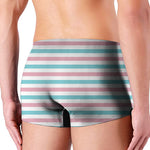 Pink And Teal Striped Pattern Print Men's Boxer Briefs