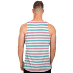 Pink And Teal Striped Pattern Print Men's Tank Top