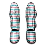 Pink And Teal Striped Pattern Print Muay Thai Shin Guard