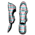 Pink And Teal Striped Pattern Print Muay Thai Shin Guard