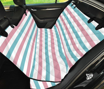 Pink And Teal Striped Pattern Print Pet Car Back Seat Cover