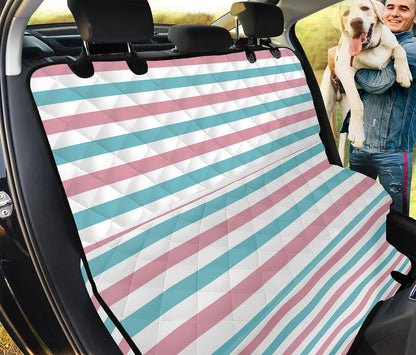 Pink And Teal Striped Pattern Print Pet Car Back Seat Cover