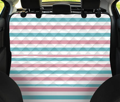 Pink And Teal Striped Pattern Print Pet Car Back Seat Cover