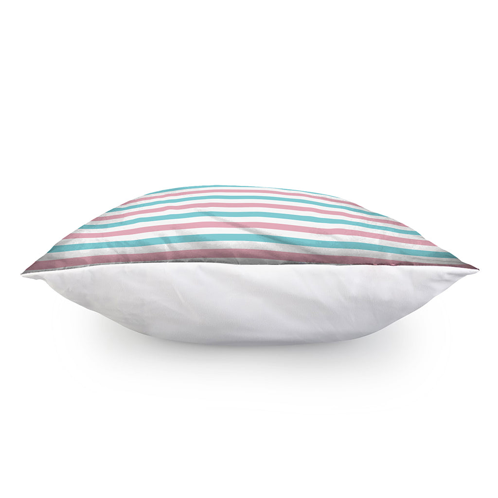 Pink And Teal Striped Pattern Print Pillow Cover