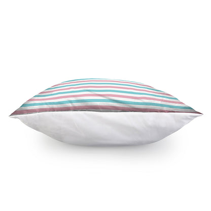 Pink And Teal Striped Pattern Print Pillow Cover