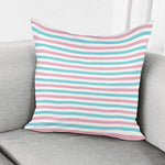 Pink And Teal Striped Pattern Print Pillow Cover