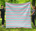 Pink And Teal Striped Pattern Print Quilt