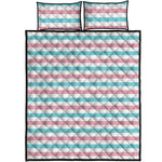 Pink And Teal Striped Pattern Print Quilt Bed Set