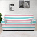 Pink And Teal Striped Pattern Print Sofa Cover