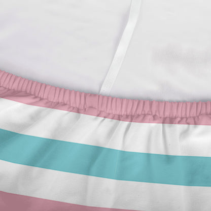 Pink And Teal Striped Pattern Print Sofa Cover