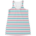 Pink And Teal Striped Pattern Print Women's Racerback Tank Top