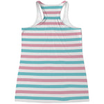 Pink And Teal Striped Pattern Print Women's Racerback Tank Top