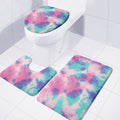 Pink And Teal Tie Dye Print 3 Piece Bath Mat Set