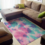 Pink And Teal Tie Dye Print Area Rug
