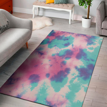 Pink And Teal Tie Dye Print Area Rug