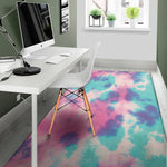 Pink And Teal Tie Dye Print Area Rug