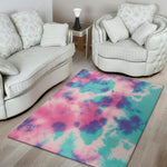 Pink And Teal Tie Dye Print Area Rug