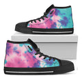 Pink And Teal Tie Dye Print Black High Top Sneakers
