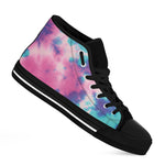 Pink And Teal Tie Dye Print Black High Top Shoes