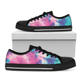 Pink And Teal Tie Dye Print Black Low Top Sneakers