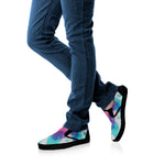 Pink And Teal Tie Dye Print Black Slip On Shoes