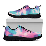 Pink And Teal Tie Dye Print Black Sneakers