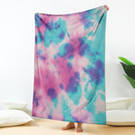 Pink And Teal Tie Dye Print Blanket