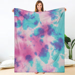 Pink And Teal Tie Dye Print Blanket