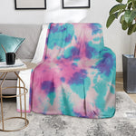 Pink And Teal Tie Dye Print Blanket