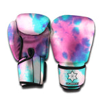 Pink And Teal Tie Dye Print Boxing Gloves