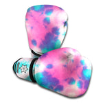 Pink And Teal Tie Dye Print Boxing Gloves