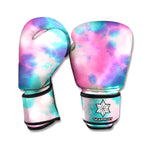 Pink And Teal Tie Dye Print Boxing Gloves