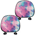 Pink And Teal Tie Dye Print Car Headrest Covers