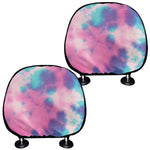Pink And Teal Tie Dye Print Car Headrest Covers