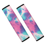 Pink And Teal Tie Dye Print Car Seat Belt Covers
