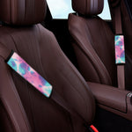 Pink And Teal Tie Dye Print Car Seat Belt Covers