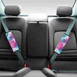 Pink And Teal Tie Dye Print Car Seat Belt Covers