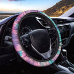 Pink And Teal Tie Dye Print Car Steering Wheel Cover