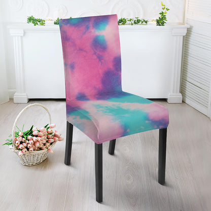 Pink And Teal Tie Dye Print Dining Chair Slipcover