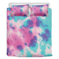 Pink And Teal Tie Dye Print Duvet Cover Bedding Set