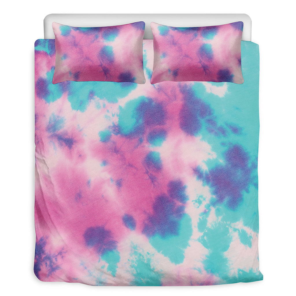 Pink And Teal Tie Dye Print Duvet Cover Bedding Set