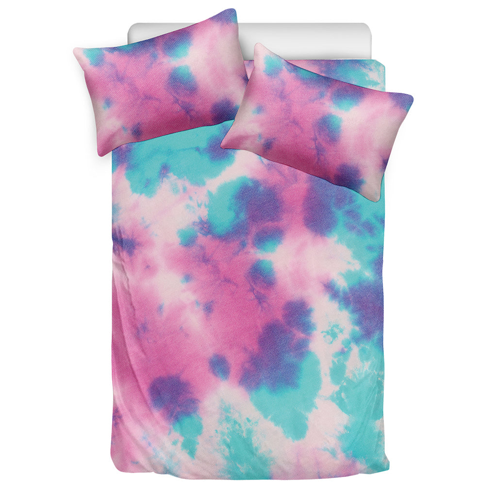 Pink And Teal Tie Dye Print Duvet Cover Bedding Set