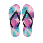 Pink And Teal Tie Dye Print Flip Flops