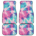 Pink And Teal Tie Dye Print Front and Back Car Floor Mats